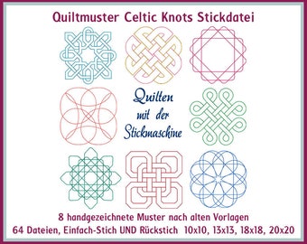 Stickdateien Quilt Muster Celtic Knots, grafische Ornamente, quilting, to quilt, Quiltmuster ab 10x10cm RockQueenEmbroidery