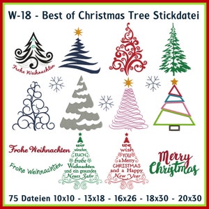 Stickdateien W18 Best of Christmas Trees Weihnachten 75 Dateien  Weihnachtsbaum Tannenbaum,  Bäume embroidery files RockQueenEmbroidery