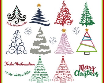 Stickdateien W18 Best of Christmas Trees Weihnachten 75 Dateien  Weihnachtsbaum Tannenbaum,  Bäume embroidery files RockQueenEmbroidery