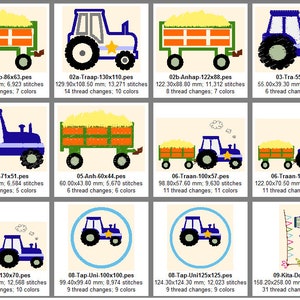 Archivos de bordado marco de tractor patrón de bordado 17 archivos y aplicaciones tractores granja 10x10, 13x18 con y sin estrella RockQueenBordado imagen 3