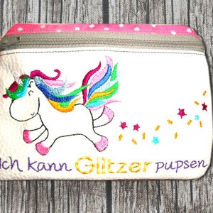 Stickdateien ITH Einhorn Taschen 48 Dateien in the hoop zipper bag Reißverschuß Tasche embroidery files RockQueenEmbroidery Bild 9