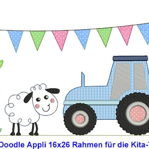 Stickdateien Traktor Rahmen Stickmuster 17 Dateien und Applikationen Traktoren Bauernhof 10x10, 13x18 mit und ohne Stern RockQueenEmbroidery Bild 4