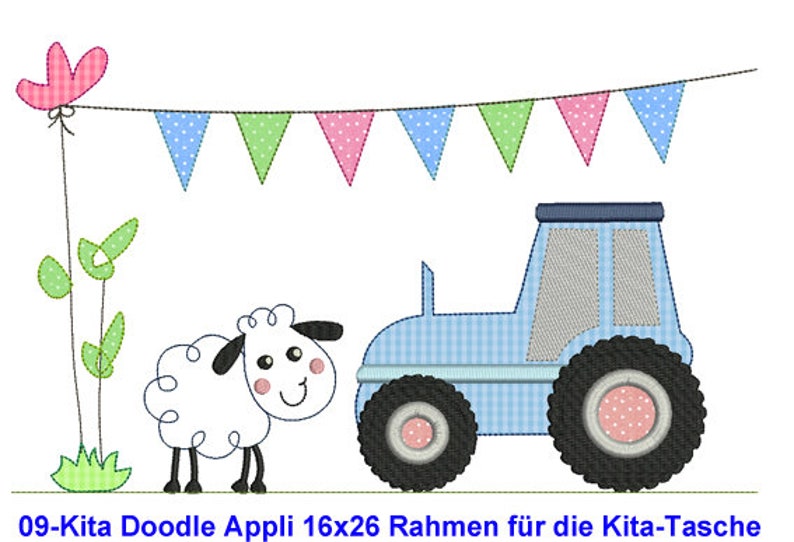 Stickdateien Traktor Rahmen Stickmuster 17 Dateien und Applikationen Traktoren Bauernhof 10x10, 13x18 mit und ohne Stern RockQueenEmbroidery Bild 4