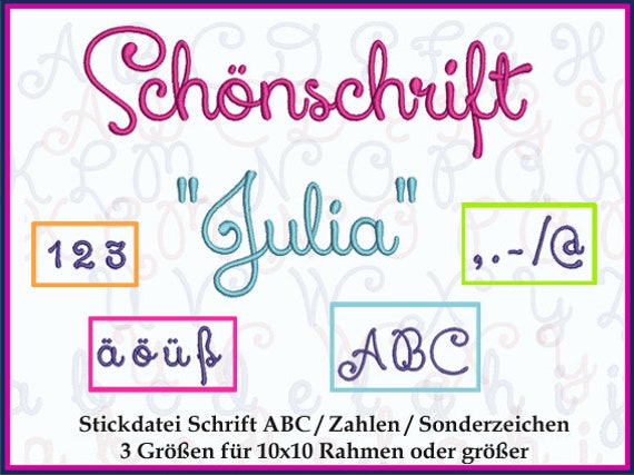 Stickdatei Abc Buchstaben Alphabet Zahlen Julia Etsy