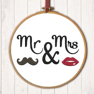 Embroidery file Mr and Mrs wedding lettering wedding wedding gift Valentine&#39;s Day love 10x10 13x18 14x20 16x26 18x30 RockQueenEmbroidery
