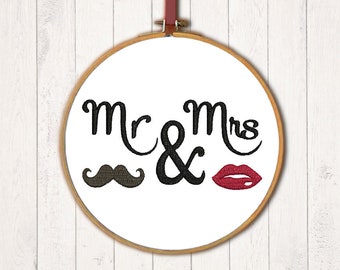 Embroidery file Mr and Mrs wedding lettering wedding wedding gift Valentine's Day love 10x10 13x18 14x20 16x26 18x30 RockQueenEmbroidery
