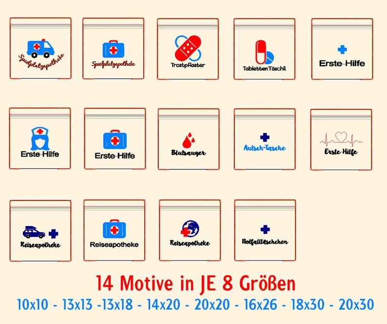 Stickdateien ITH Medizin Taschen Praktische und schöne Stickdatei für Medizin, Erste Hilfe und Notfalltäschen Bild 2