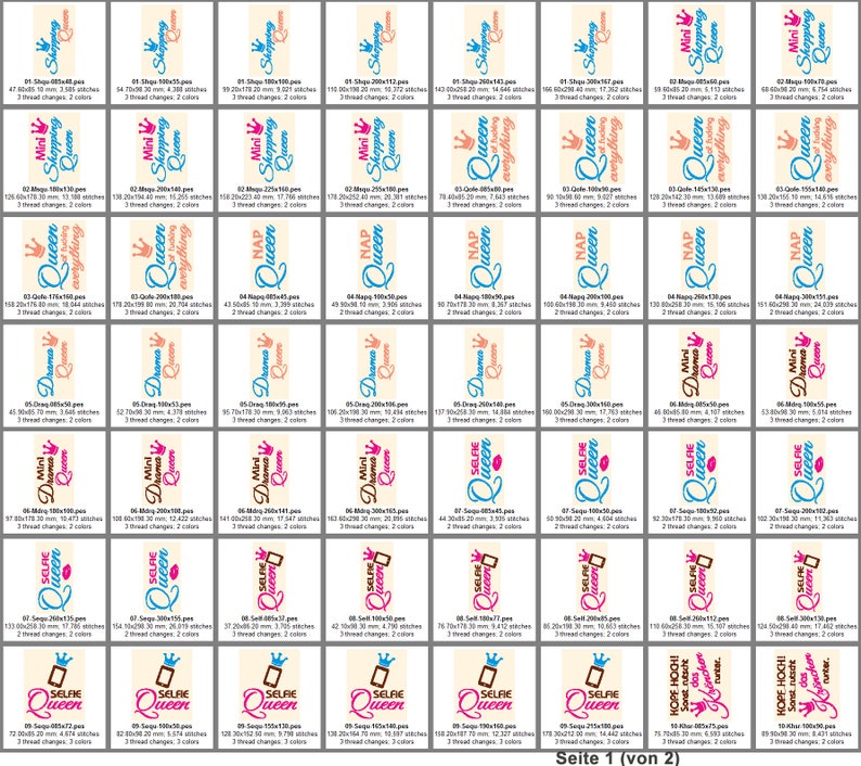 Stickdateien Rock Queens Sprüche Set Nr 30 Queen 104 Dateien, ab 10x10Rahmen 15 Texte Sprüche, 2 ITH Schlüsselanhänger, RockQueenEmbroidery Bild 3