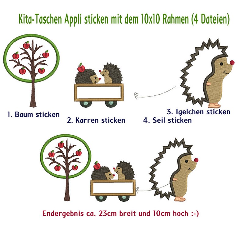 Stickdateien Herbst Igel Familie Herbst Set Applikation applique Blatt Blätter Kastanien Bild 4