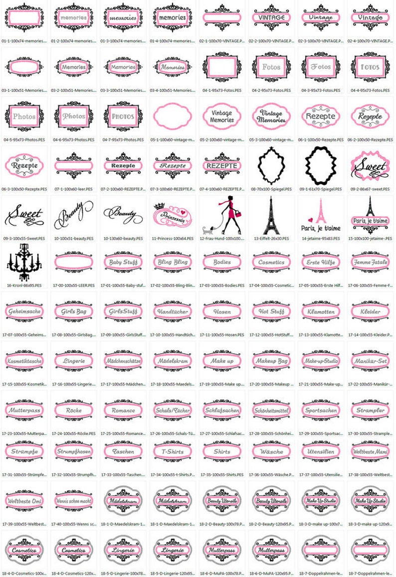 Stickdateien für Beschriftungen und Rahmen für Schilder Rezepte Fotos Bild 6