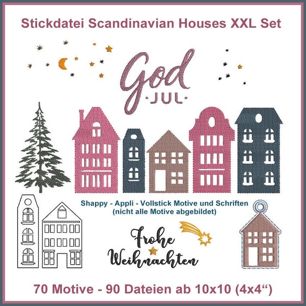 Stickdateien Scandinavian Danish Houses Kopenhagen Dänemark Danmark embroidery files