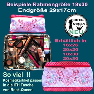 Stickdateien ITH XXL Reißverschluss Taschen Set, 20 Dateien, in der Stickmaschine, ab 16x26 Rahmen, Beauty Taschen, RockQueenEmbroidery Bild 7