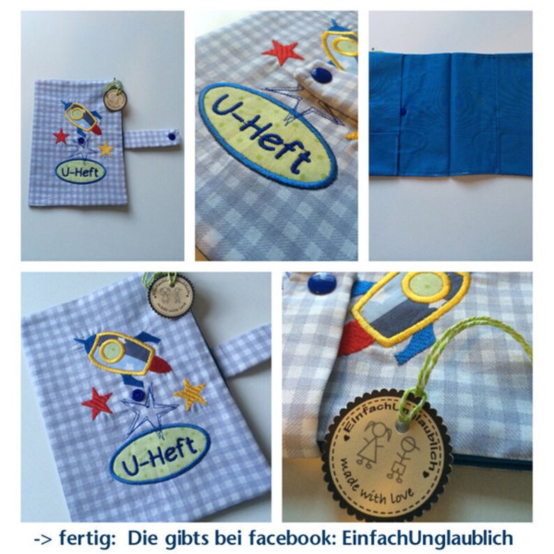 Stickdateien Set-Nr. 6 U-Heft Mu-Pass, Mutterpass U-Heft, Applikationen Untersuchungsheft, Rakete, Krokodil, Elefant RockQueenEmbroidery Bild 3