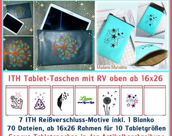 Stickdateien ITH Tablet Taschen, in the hoop, ab 16x26Rahmen, 70Dateien, Tablet Tasche, Notizbuch Tasche, Anker, Feder, RockQueenEmbroidery