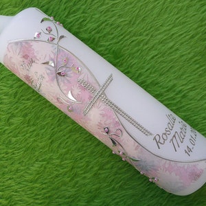 Baptism candle girl pink including name and date