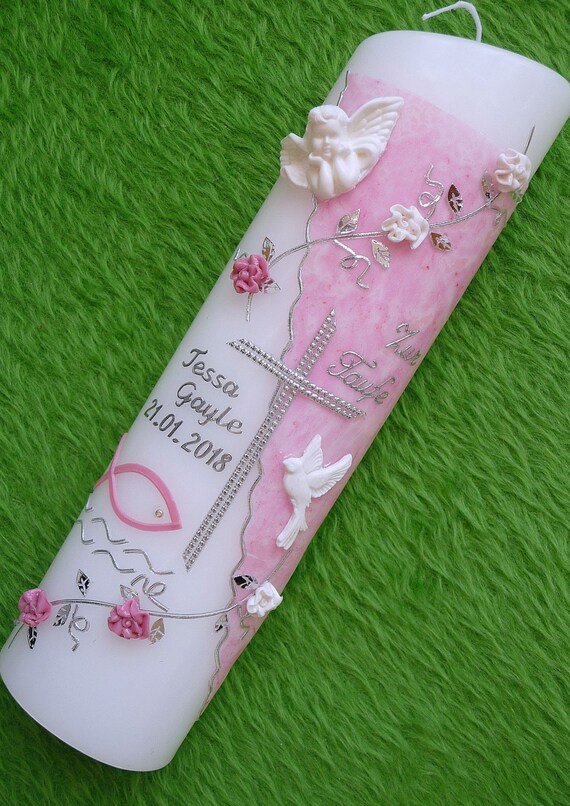 Kerzen Taufkerze Oval Spruch Engel Schmetterlinge Rosa Baby Elin Pens Ac Id