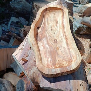 Unique Handcrafted Shallow Wooden Bowl from Spalted Ash