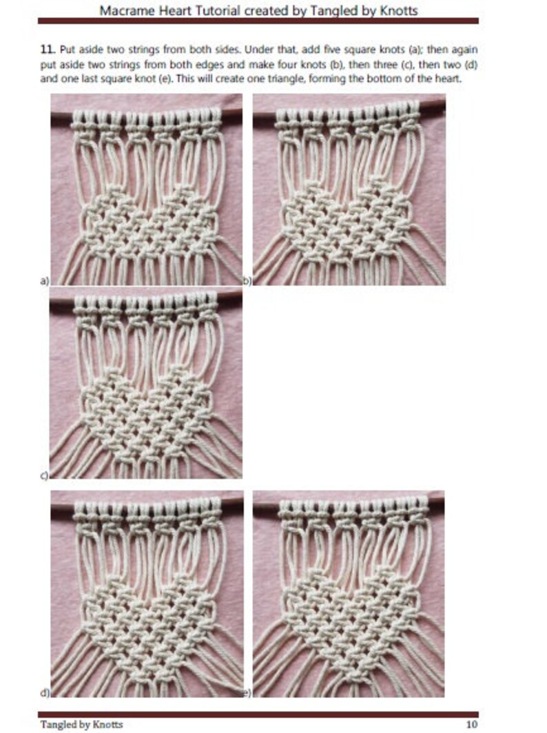 Macrame Heart Pattern /weaving patterns /How to tutorial wall | Etsy