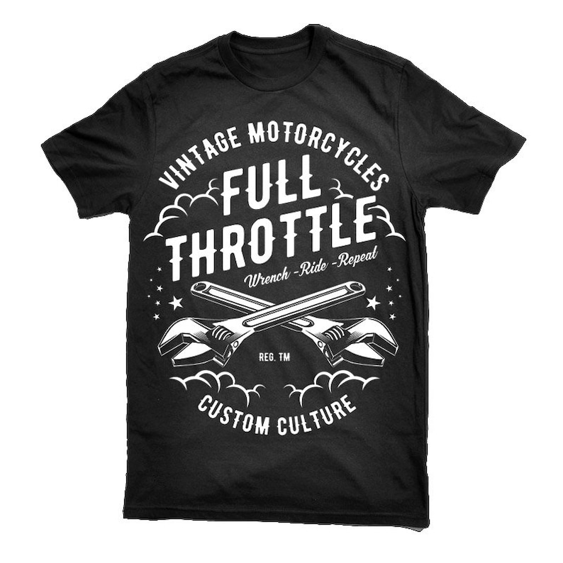Mens Vintage Shirt Svg Designs Motorcycle Full Throttle Svg | Etsy