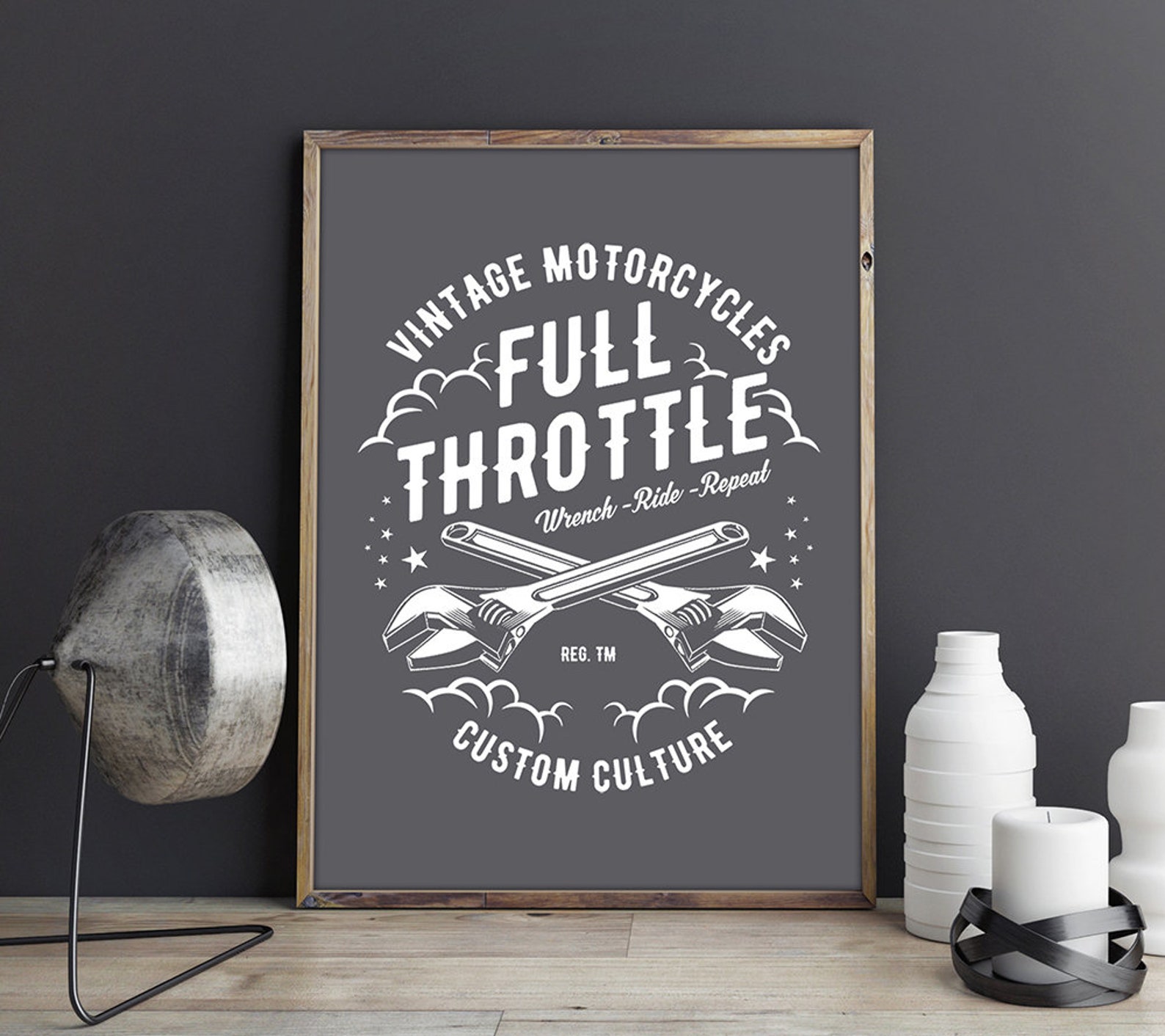 Download Mens Vintage Shirt Svg Designs Motorcycle Full Throttle Svg | Etsy