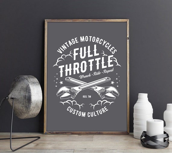 Download Mens Vintage Shirt Svg Designs Motorcycle Full Throttle Svg Etsy