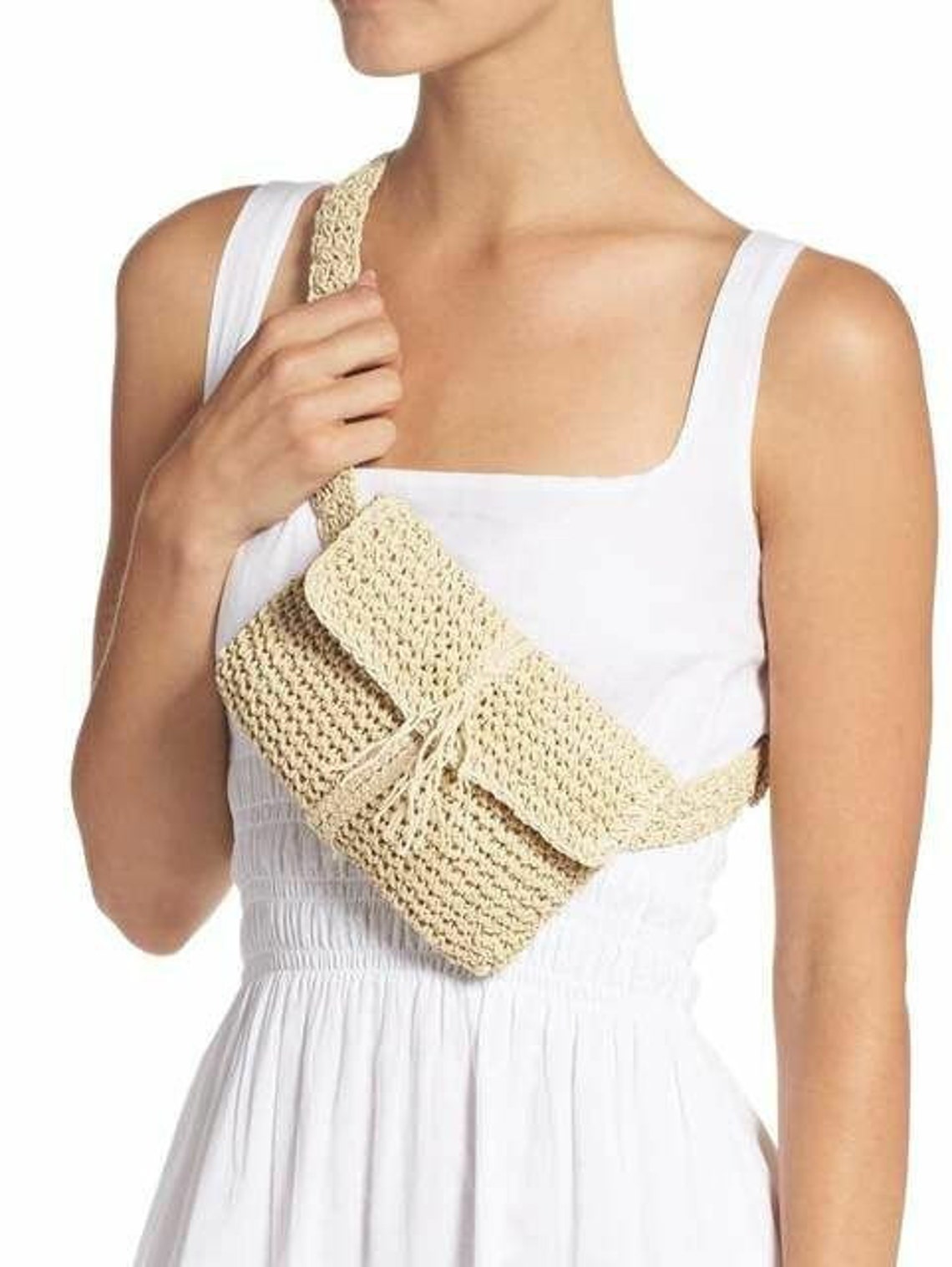 Straw Belt Bag, Natural Crochet Straw Waist Bag, Woven Belt Bag, Straw
