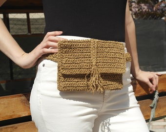 Straw Belt Bag, Natural Crochet Straw Waist Bag, Woven Belt Bag, Straw Fanny Pack, Raffia Crochet Belt Bag, Raffia Fanny Pack, Summer Bag