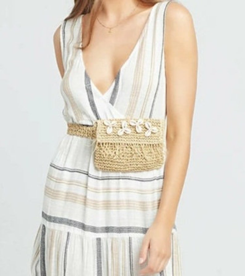 Straw Belt Bag, Natural Crochet Straw Waist Bag, Woven Belt Bag, Straw