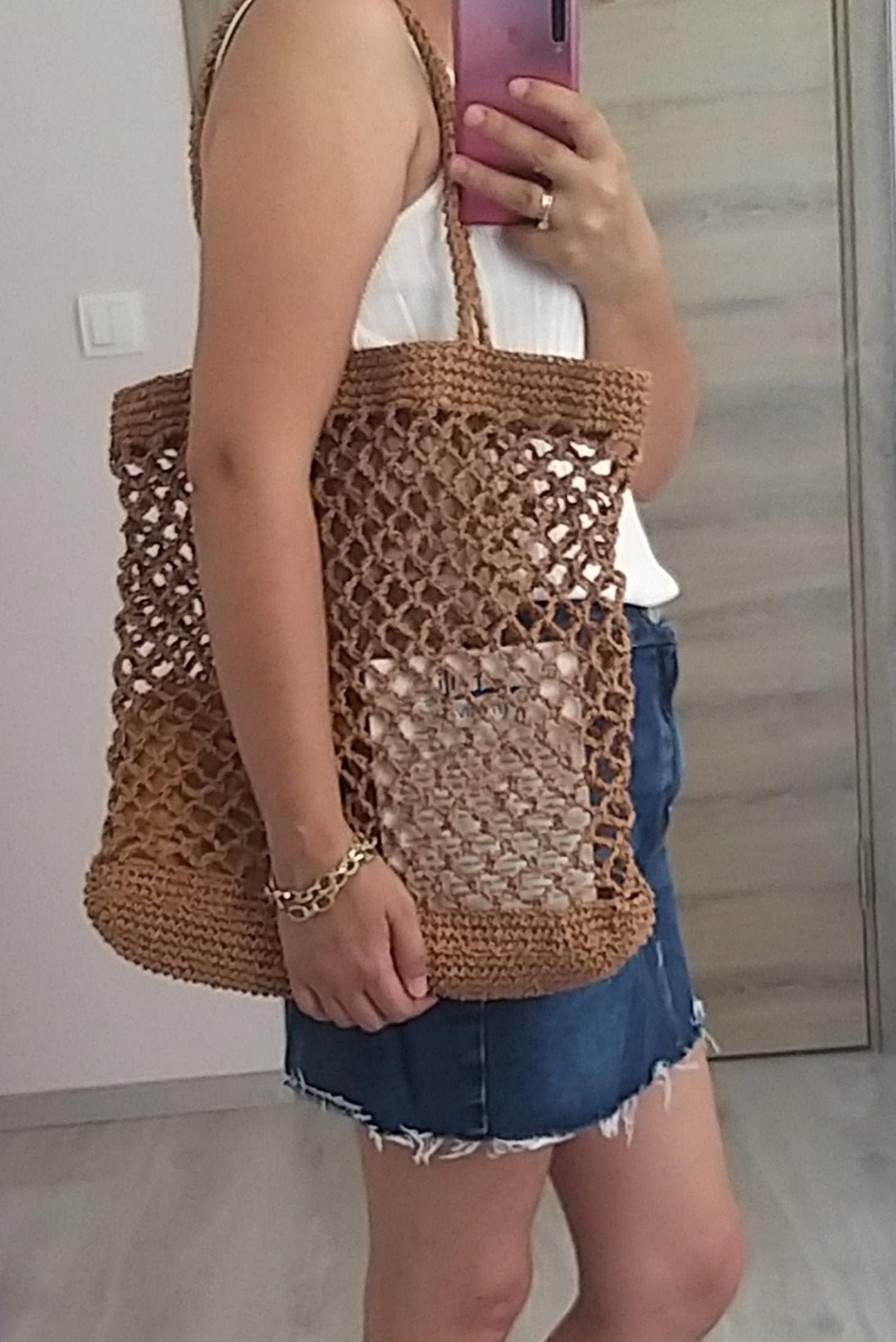 Handmade Crochet Raffia Bag Net Bag Straw Beach Bag Market Etsy