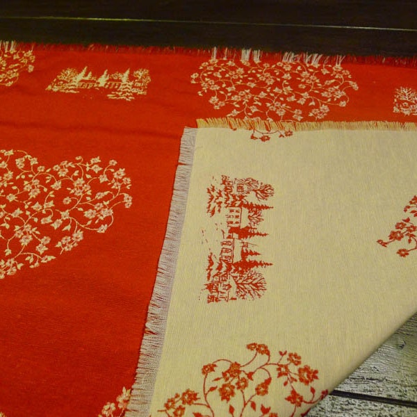 Table runner 0.40 x 1.40 m elk & tendril hearts for Christmas or winter