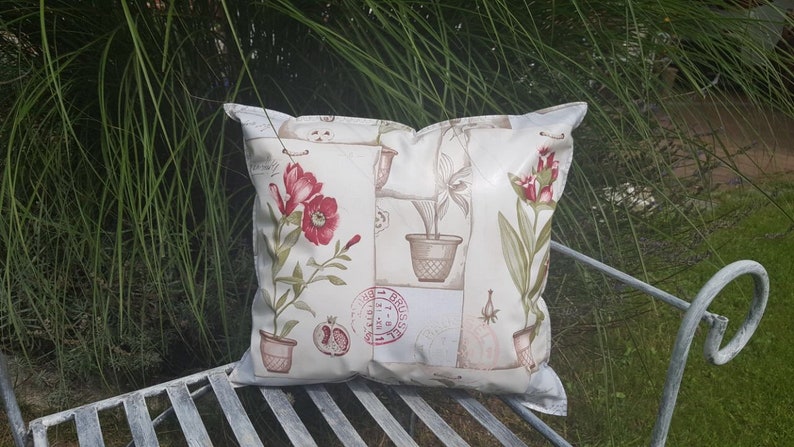 Outdoor Oilcloth Pillow Physalis Great living, garden & lounge decoration in three different sizes image 1