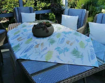 Tischdecken - Mitteldecken in verschiedenen Größen und Formen -  Motiv Farne - aus beschichteter Baumwolle - Innen und - Außenbereich