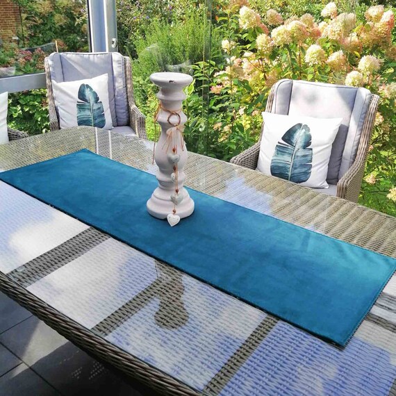 Table runner in velvet in teal Great colors & an eyecatcher Etsy