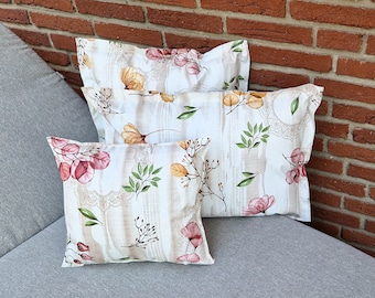 Coussins en toile cirée - coussins d'extérieur - fabuleuse décoration de salon, de jardin et de salon - (motif : floraison précoce) - en trois tailles différentes