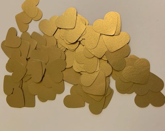 Handgestanztes Konfetti Herzen Gold aus Tonpapier, perlmutt glänzend 5g, Goldene Hochzeit, Jubiläum, Durchmesser der Herzen 2,4cm