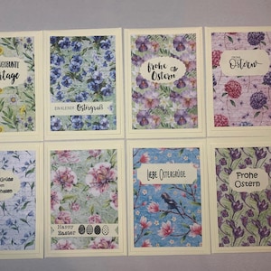 Set van 8 kaarten, Paaslentemotief, crèmekleurige dubbele kaarten en enveloppen, Pasen