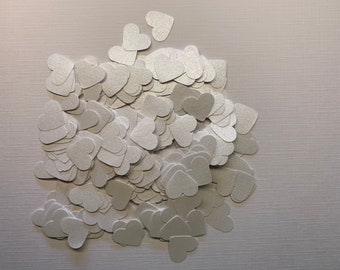 Hand-punched confetti, white pearly hearts, 5g, wedding