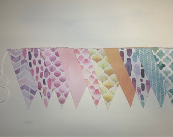 Pennant garland, 1.80 m, watercolor colored