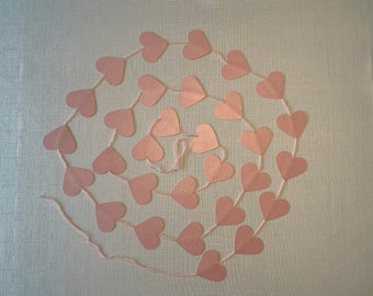 Heart garland about 2 m, light pink shiny