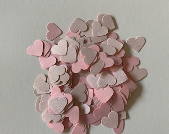 Hand-punched confetti, hearts pink mix, light pink mother-of-pearl, 5g