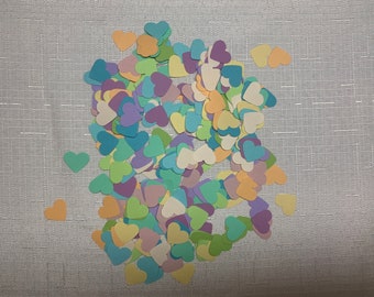 Heart confetti, hand-punched confetti made of construction paper, hearts pastel, 5g