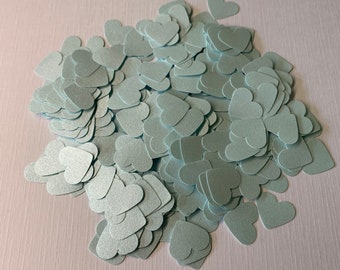 Hand-punched confetti, hearts light blue shiny, 5g