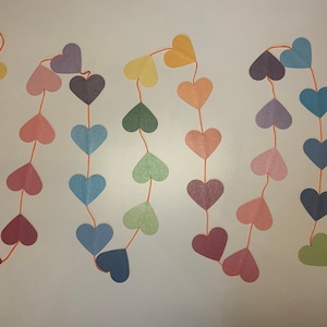 Girlande Herzen aus Tonkarton Leinenkarton Papier 2,5m, bunte, kräftige Farben glänzend, Perlmutt schimmernd