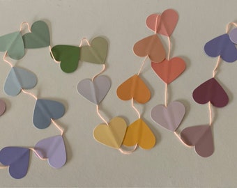 Heart garland 2.5 m, floral, warm colours