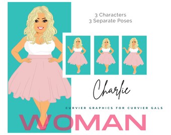 Woman Clipart Illustration | Girl | Graphic | Clip Art | Drawing | Fashion | Plus Size |Curvy | Logo | Blog | Avatar | Character | Charlie