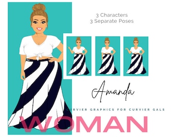 Woman Clipart Illustration | Girl | Graphic | Clip Art | Drawing | Fashion | Plus Size |Curvy | Logo | Blog | Avatar | Character | Amanda