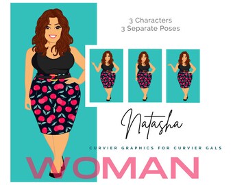 Woman Clipart Illustration | Girl | Graphic | Clip Art | Drawing | Fashion | Plus Size |Curvy | Logo | Blog | Avatar | Character | Natasha