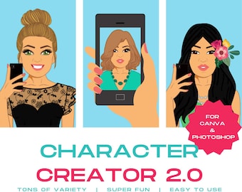 Character Creator 2.0 | Avatar Maker | DYI Portrait Creator | Girls Clip Art | Illustration | Female | Graphics