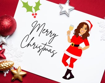 Christmas Woman Clip Art | Character Design Illustration Avatar | Woman Portrait | Graphics | Xmas Cards | Blog | Website | Social Media