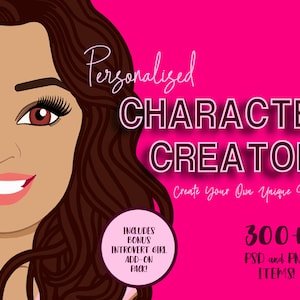 Créateur de personnages personnalisé | Créateur d'avatars | Créateur de portraits DYI | Filles Clip Art | Illustration | Femme | Graphique